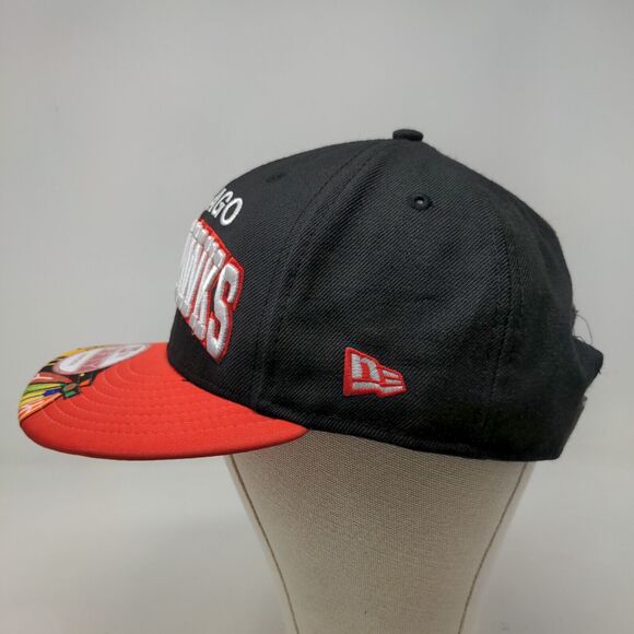 New Era 9Fifty Men's NHL Chicago Blackhawks Snapback Hat Black OSFM Big Logo - Picture 3 of 8